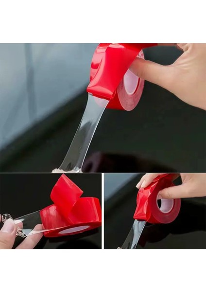 Çift Taraflı Silikon Bant Şeffaf 24 mm x 2 Metre Montaj Bandı Güçlü Çok Amaçlı Yapıştırıcı 1 Adet. fırsatları