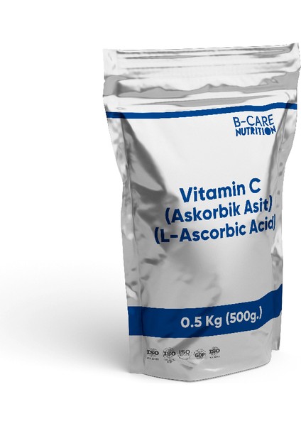 Vitamin C - Askorbik Asit (Ascorbic Acid) Toz 500G (0.5 Kg) Katkısız-Aromasız, Saf Askorbik Asit