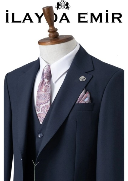 Özel Tasarım Italyan Kesim Blazer Erkek Takım Elbise Lacivert