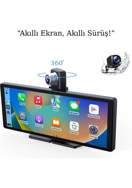 360° Döner Kameralı Akıllı Araç Ekranı | Android Auto & Apple Carplay Uyumlu Multimedya Sistemi