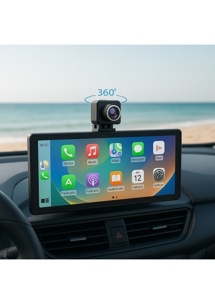 360° Döner Kameralı Akıllı Araç Ekranı | Android Auto & Apple Carplay Uyumlu Multimedya Sistemi indirimleri