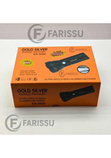 Gold Sılver GS-5000 6800MAH Bataryalı, Uzun Ömürlü, Şarjlı El Feneri