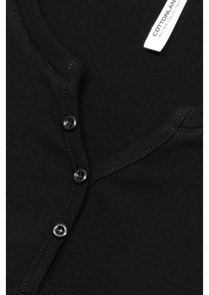 Kadın Rihanna O Yaka Patlı 1x1 Esnek Ribana Uzun Kollu Ince Penye T-Shirt Siyah indirimleri