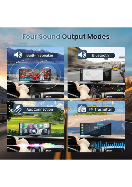 10.26" Wireless Carplay & Android Auto Ekran | 4K Ön + 1080P Arka Kamera, Bluetooth, Fm indirimleri