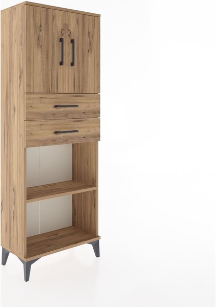 Arges Dolap 3 Raflı 2 Çekmeceli 2 Kapaklı 60X30X163 Çam-Çam fiyatları