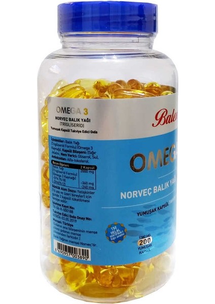 Omega 3 Norveç Balık Yağı Içeren 200 Kapsül (1380 Mg - Form) modelleri
