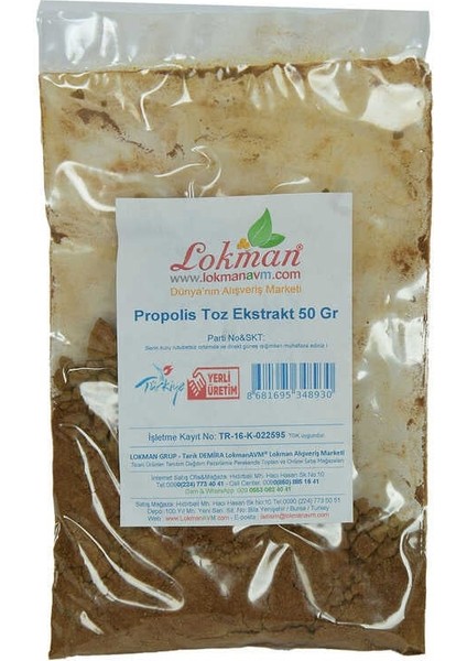 Propolis Ekstrakt Öğütülmüş Toz 50 gr Paket fiyatları
