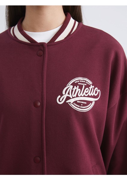 Yeni Sezon Baskılı Oversize Kadın Kalın Kolej Ceket modelleri