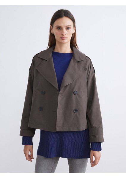 Yeni Sezon Kruvaze Yaka Oversize Kadın Trençkot