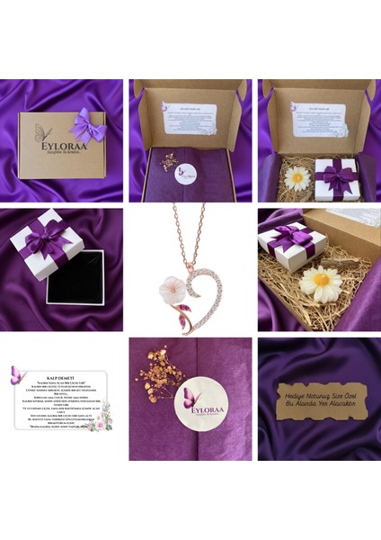 Kadın Gümüş Kolye – 925 Ayar Rose Renk Kalp Demeti Manolya Çiçeği Tasarım, Özel Hediye Paketli fiyatları