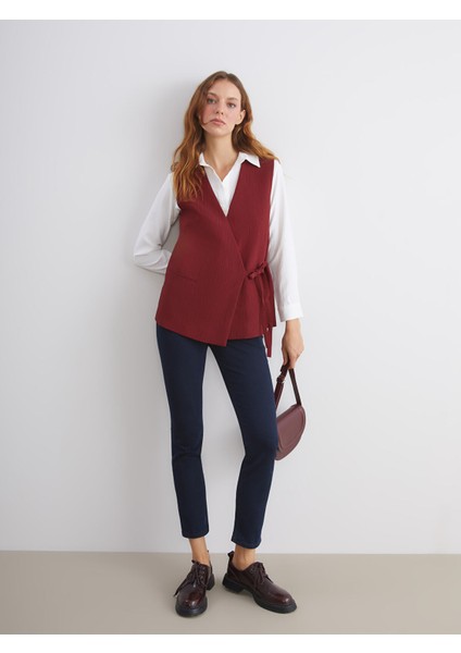 Yeni Sezon Kruvaze Yaka Dokulu Kadın Klasik Yelek fiyatları