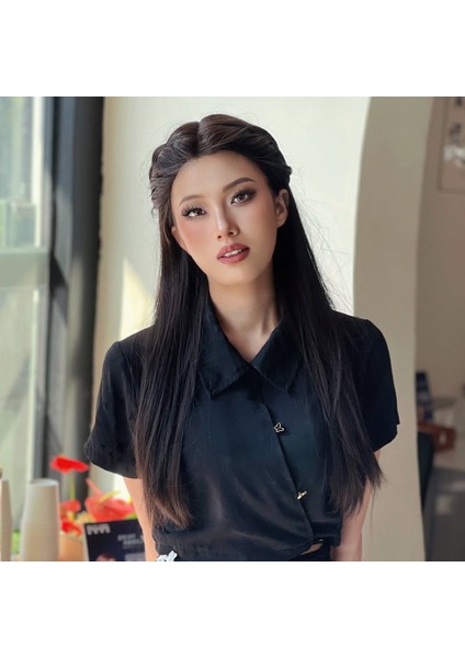 Sıcak Kahverengi Düz Tül Peruk