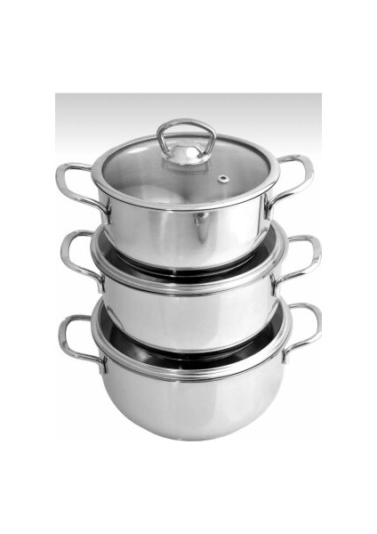 Ekonomi Dünyası 3'lü Güveç Çelik Tencere Seti 14+16+18 cm