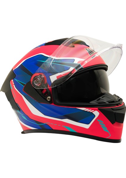 Gp My Helmet MKS001-RBW Yarış Spoiler Güneş Vizörlü Şeffaf Full Face Motosiklet Kaskı M modelleri