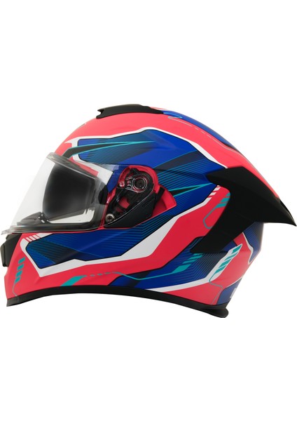 Gp My Helmet MKS001-RBW Yarış Spoiler Güneş Vizörlü Şeffaf Full Face Motosiklet Kaskı M fırsatları