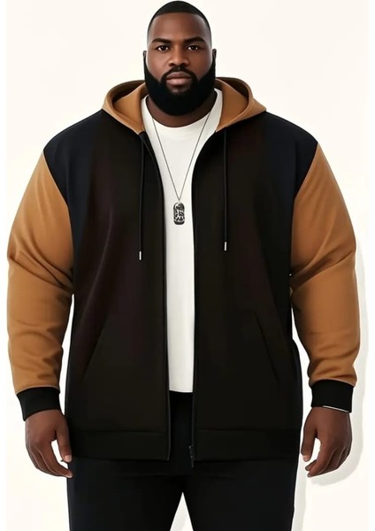 Punıx Büyük Beden Iki Renk Kombinasyonlu Fermuarlı Kışlık Kalın Yüksek Kalite Yeni Sezon Erkek Sweatshırt Erkek