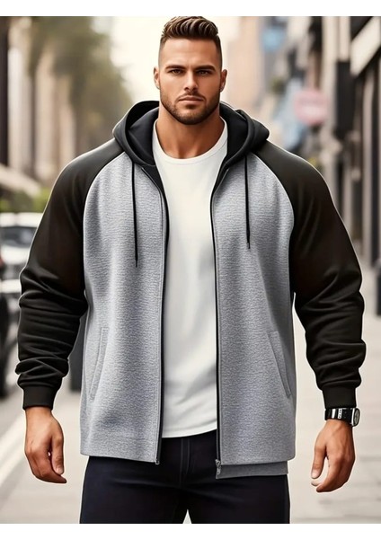 Punıx Büyük Beden Iki Renk Kombinasyonlu Fermuarlı Kışlık Kalın Yüksek Kalite Yeni Sezon Erkek Sweatshırt Erkek