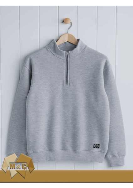 Boğazlı Fermuarlı Yaka Şardonlu 3 Ip Battal Sweatshirt Sıcak Tutar Rahat Kesim Kombin fiyatları