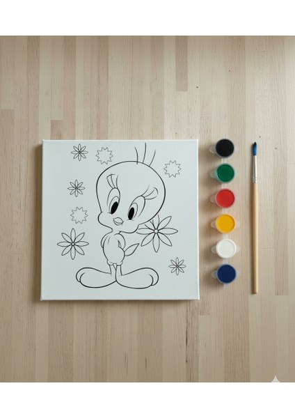 Çocuklar Için Tweety Kuş Tuval Boyama Seti | Kendin Yap Çizgi Film Karakterli Sanat Seti fiyatları
