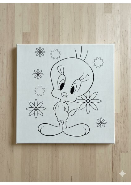 Çocuklar Için Tweety Kuş Tuval Boyama Seti | Kendin Yap Çizgi Film Karakterli Sanat Seti modelleri