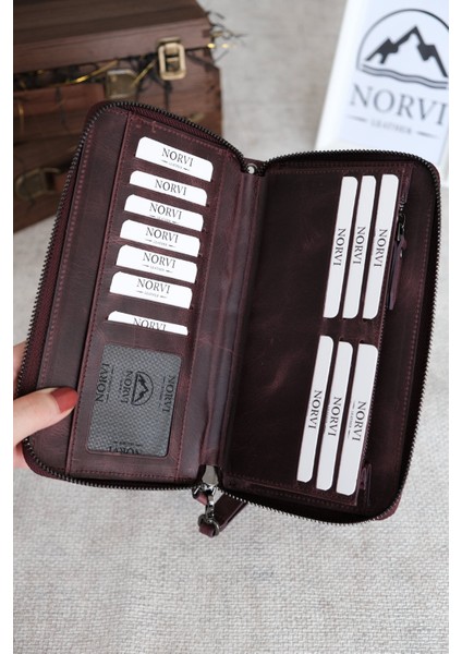 Tutamaçlı Çok Bölmeli Hakiki Deri Lüks El Çantası