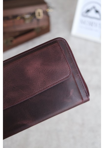 Tutamaçlı Çok Bölmeli Hakiki Deri Lüks El Çantası