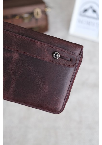 Tutamaçlı Çok Bölmeli Hakiki Deri Lüks El Çantası