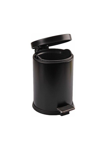 5lt Siyah Pedallı Metal Çöp Kovası (4172)