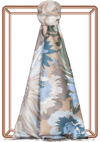 Bebe Mavisi Nihavent Desenli Ipek Şal