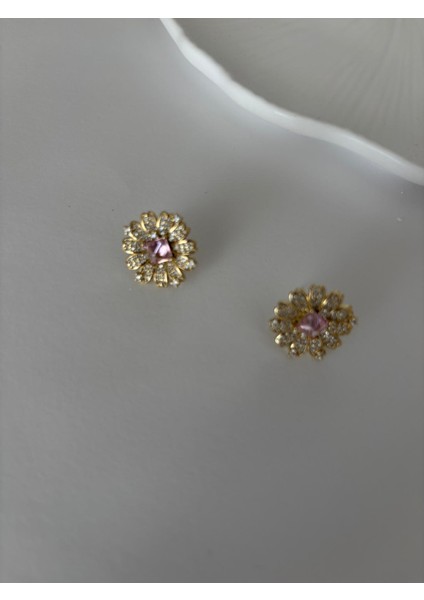 Xuping Pembe Taşlı Zirkon Çiçek Model Gold Küpe fırsatları