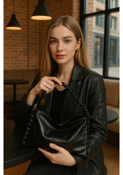 Lüks Düğümlü Sap Detaylı Kadın Omuz Çantası – Şık Tasarım