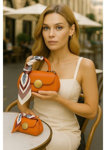 Kadın Şal Detaylı Mini Omuz ve El Çantası