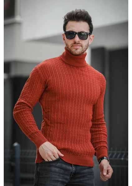 Seka 821 Dar Kesim Saç Örgü Body Erkek Boğazlı Kazak