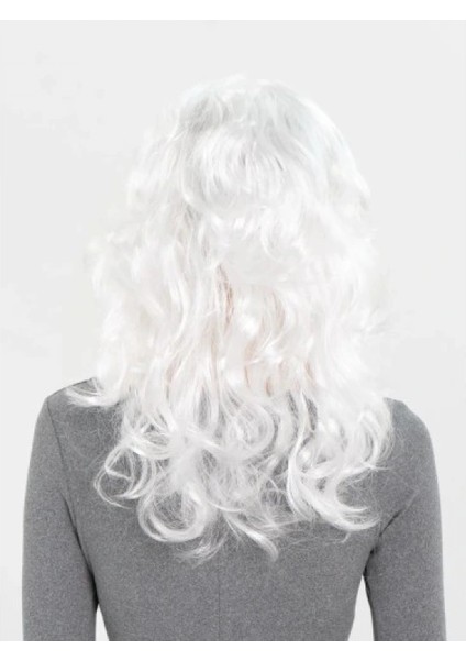 Beyaz Renk Kahküllü Dalgalı Uzun Parti Peruğu modelleri