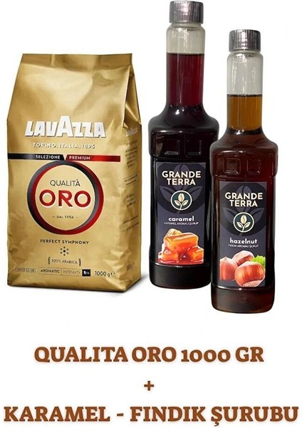 Qualità Oro 1000 gr + Grande Terra Karamel & Fındık Şurubu (2 x 750 Ml) Seti