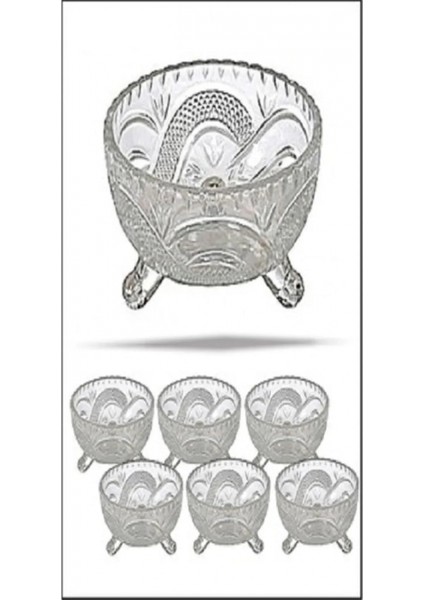 6'lı Kristal Lüx Ayaklı Cam Çerezlik Şekerlik Sunumluk Kase