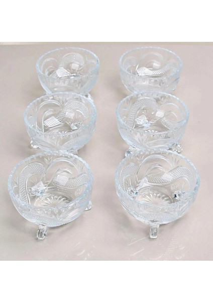 6'lı Kristal Lüx Ayaklı Cam Çerezlik Şekerlik Sunumluk Kase fiyatları