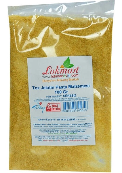Jelatin Toz Öğütülmüş Pasta Malzemesi 100 gr Paket fiyatları