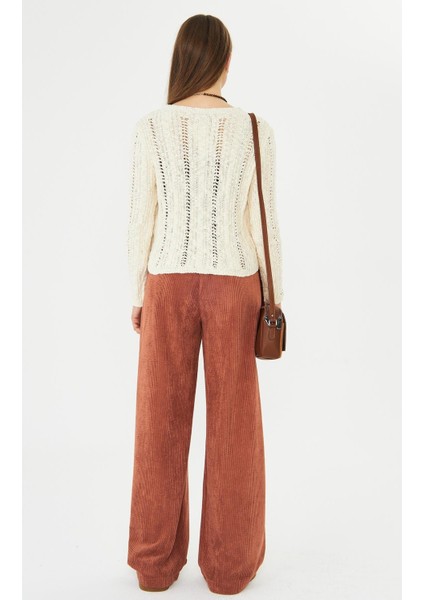 Kadife Kalın Fitilli Wide Leg Pantolon Turuncu fiyatları