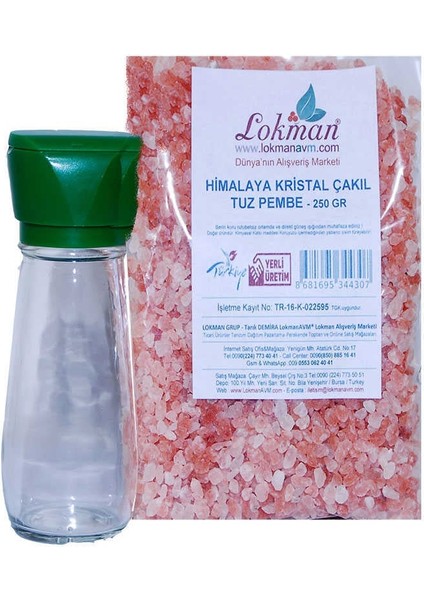 Tuz Karabiber Değirmeni Yeşil + Himalaya Çakıl Tuz Pembe 250 gr