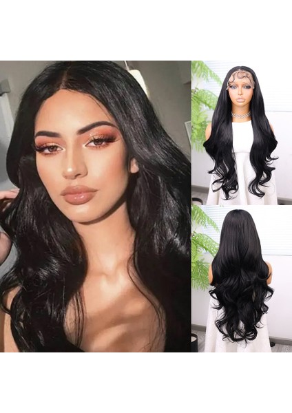 Siyah Renk Bebek Saçlı Fiber Sentetik Tül Peruk