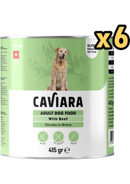 Sos Içinde Et Parçacıklı Dana Etli Yetişkin Köpek Konservesi 415 gr x 6 Adet