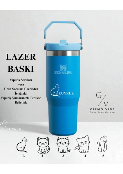 The Iceflow Flip Straw Pipetli Termos 0,89 L Özel Isimli Kişiselleştirilebilir Mavi fırsatları