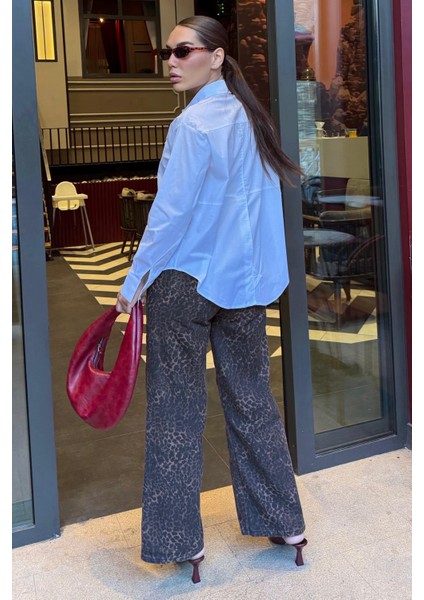 Mavi Düz Kesim Düğmeli Kadın Gömlek MG2583 fırsatları