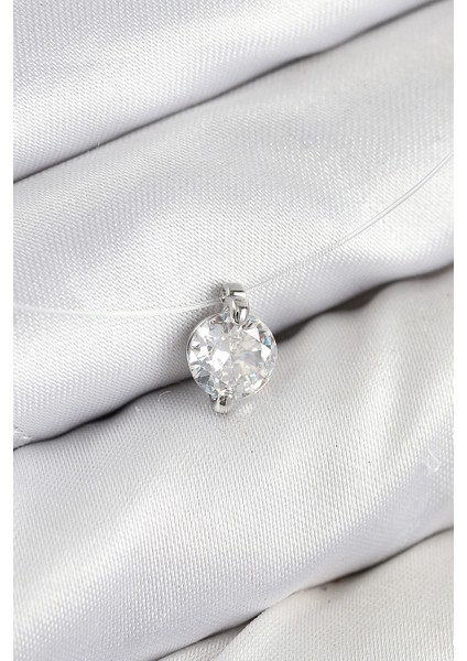 Misineli Zirkon Taşlı Model Gümüş Renk Hayalet Kolye