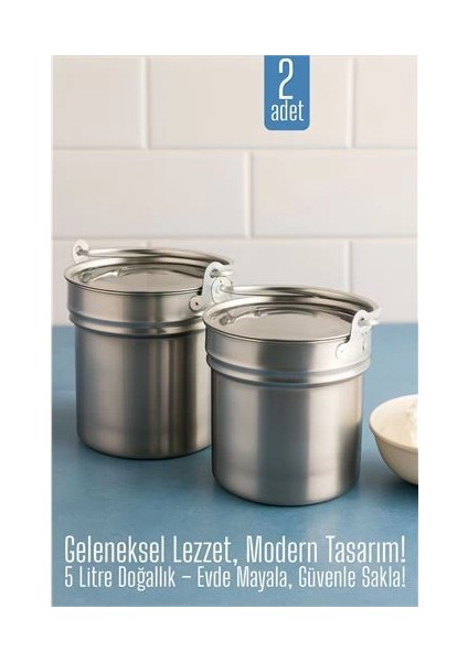 Bfs 2 Li Yoğurt Bakracı – Paslanmaz Çelik 5 Litre | Kapaklı, Hijyenik ve Dayanıklı