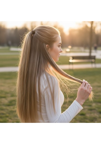 Fiber Sentetik Düz 8 Parça Çıt Çıt / Karamel Platin Röfleli