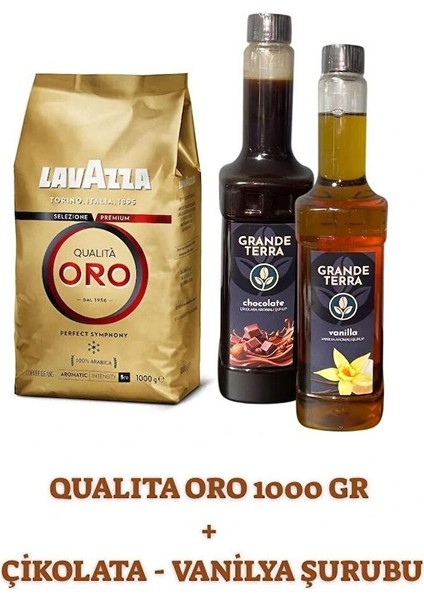 Qualità Oro Kahve ve Grande Terra Çikolata ve Vanilya Şurup (2 x750 Ml) Seti