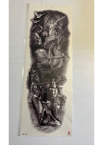 Antik Mısır 1 Hafta Kalıcı Tam Kol Bacak Yapıştırma Geçici Dövme 46 cm