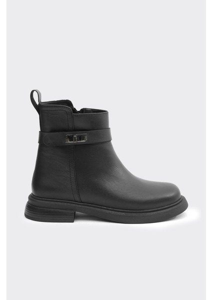 Hakiki Deri Fermuarlı Kadın Bot